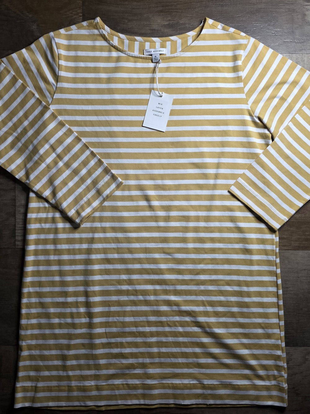 NWT Free Assembly Yellow/White Boatneck Mini Summer Dress XL